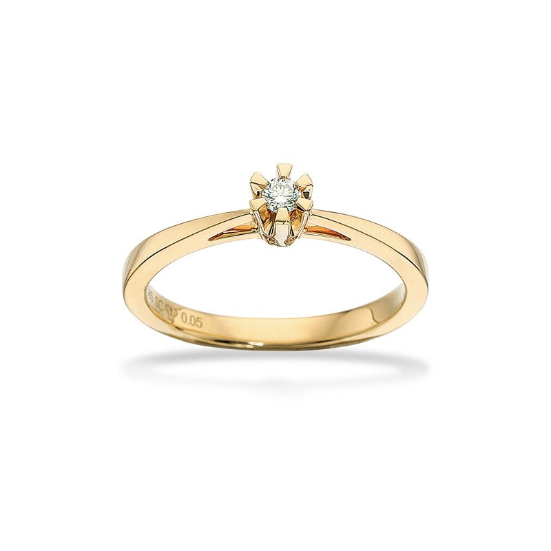 Prinsesse Ring i 14 kt. guld m. 0,03ct. - 0,50ct. diamant