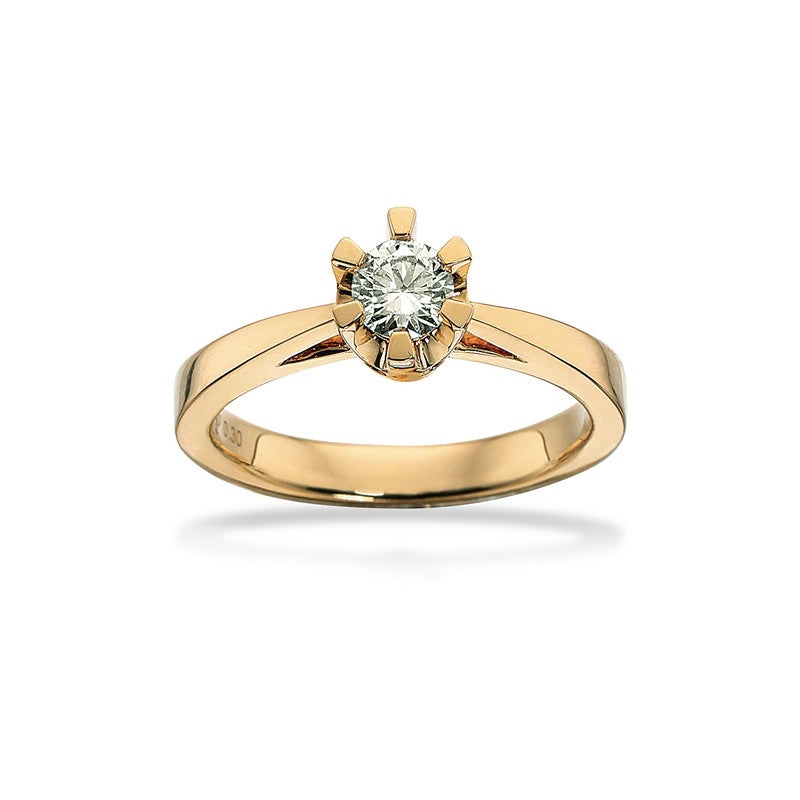 Prinsesse Ring i 14 kt. guld m. 0,03ct. - 0,50ct. diamant
