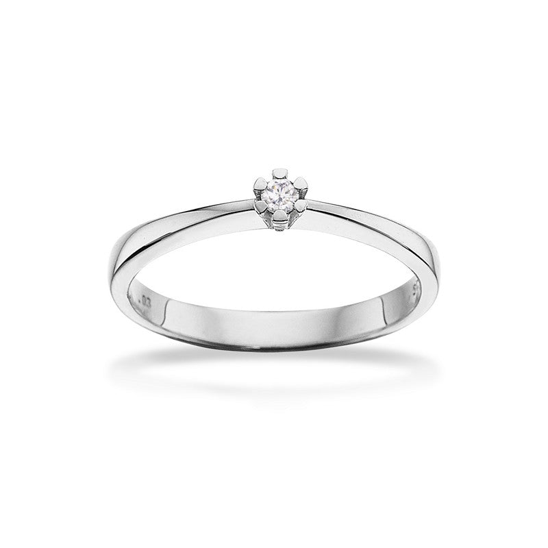 Vida ring 14 kt. hvidguld med brillant 0,03 - 0,50 ct.
