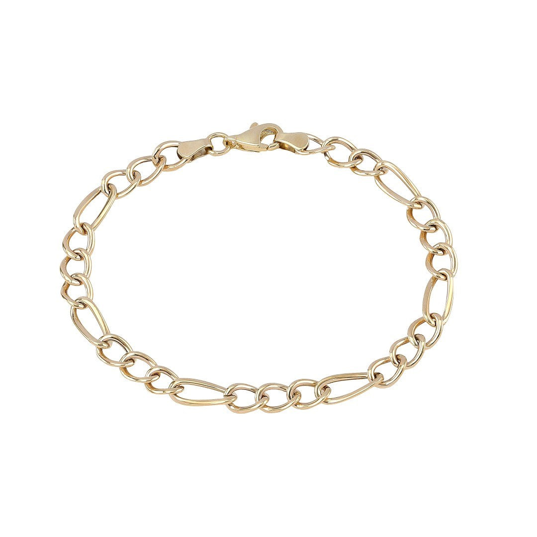 Siersbøl armbånd i 8 karat guld med åbne led og varierende kædedesign