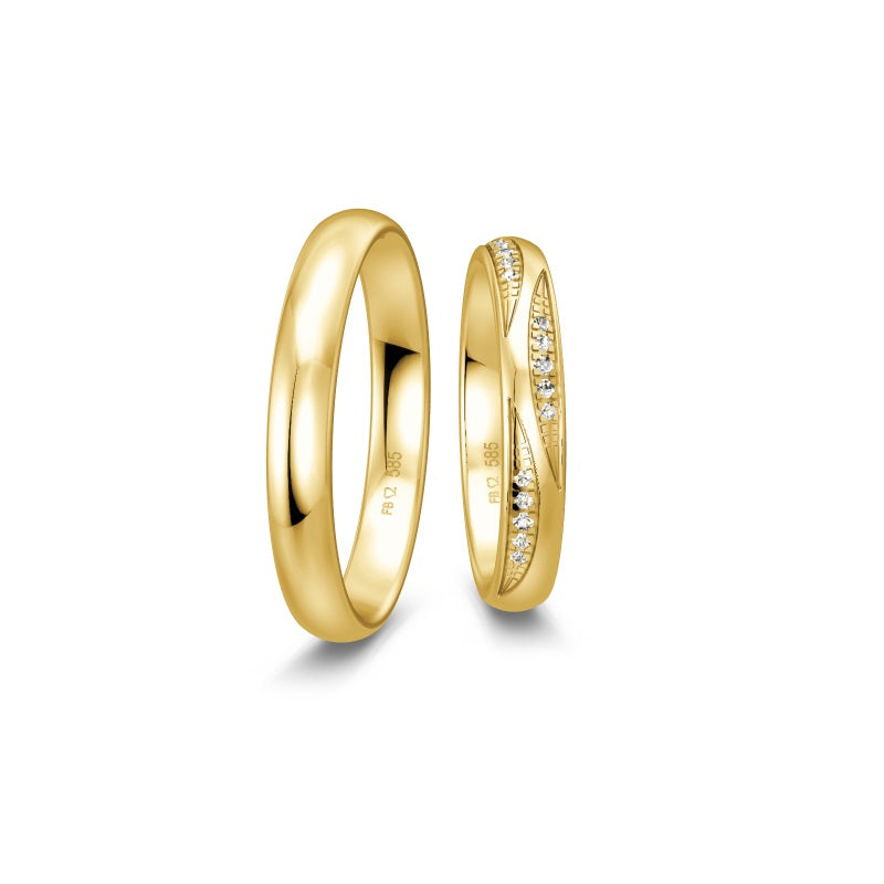 Breuning Renaissance vielsesring i 8 til 14 karat guld med 15 diamanter