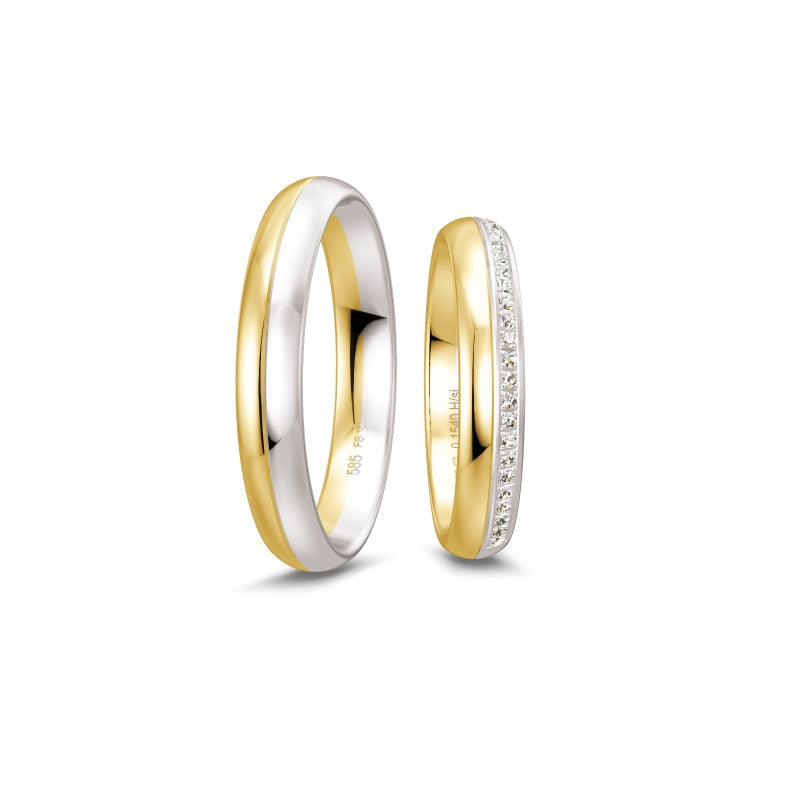 Breuning Renaissance tofarvet vielsesring 28 diamanter 1,54 ct