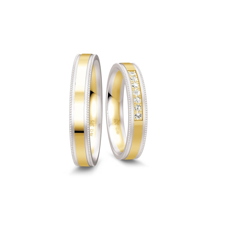 Breuning Renaissance tofarvet vielsesring 7 diamanter 0,14 ct