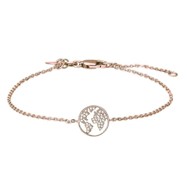 Joanli Nor ETTANOR armbånd m. Verden i zirkoner i rosa forgyldt**
