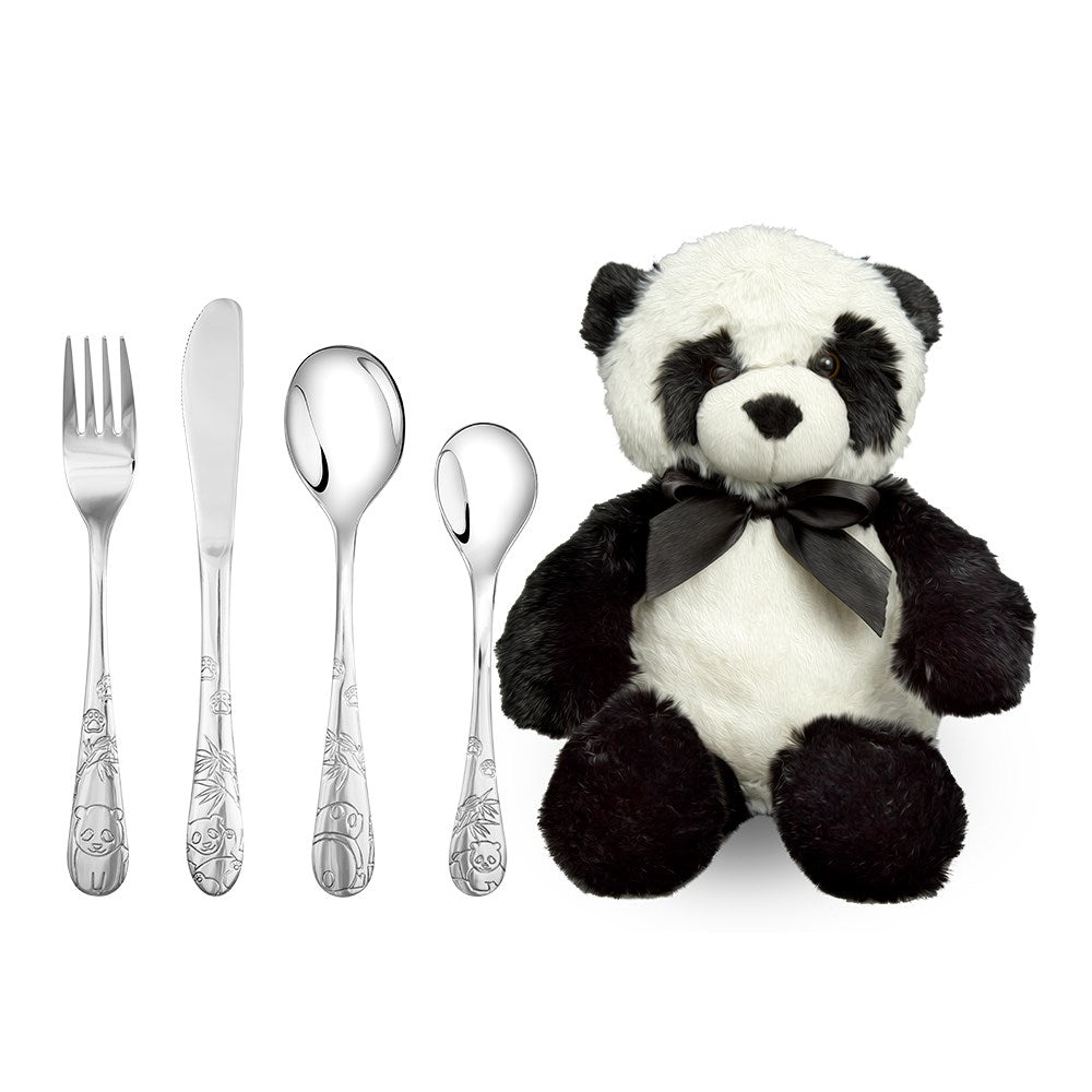 Panda børnebestik med bamse