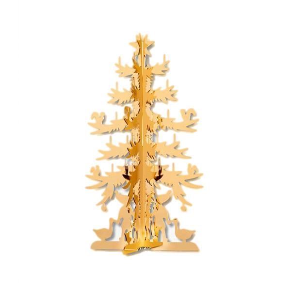 Nordahl Andersen H.C. Andersen juletræ i 18 kt forgyldt messing, 15 cm med topstjerne og detaljer fra H.C. Andersens papirklip