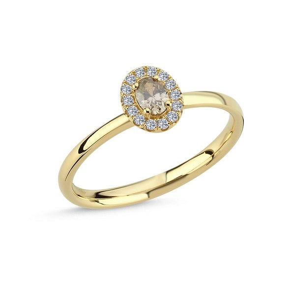Nuran - Champagne ring i 14 kt guld med i alt 0,24ct