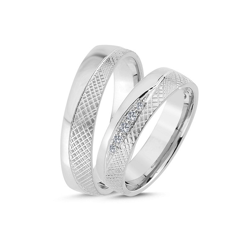 Vielsesringe i 14 kt hvidguld m ialt 0,07ct A4140-007 2