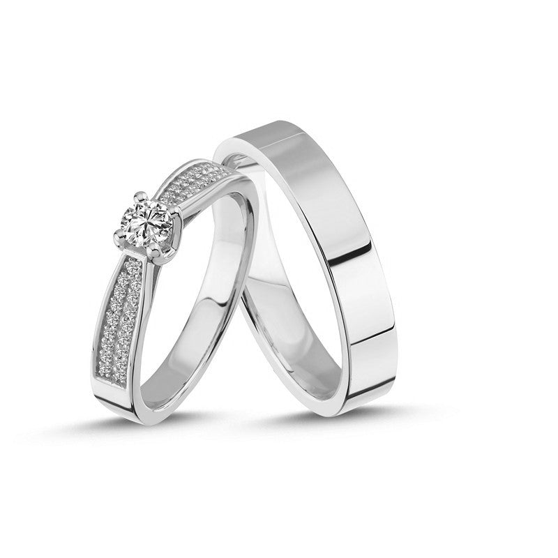 Nuran vielsesringe i 14 kt hvidguld med 0,60 ct brillanter