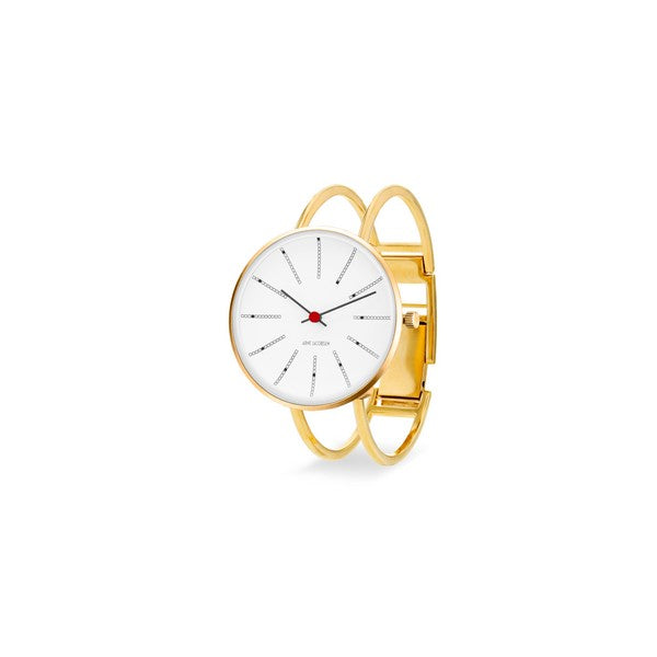 Arne Jacobsen - Bankers Bangle ur med hvid urskive, Ø30