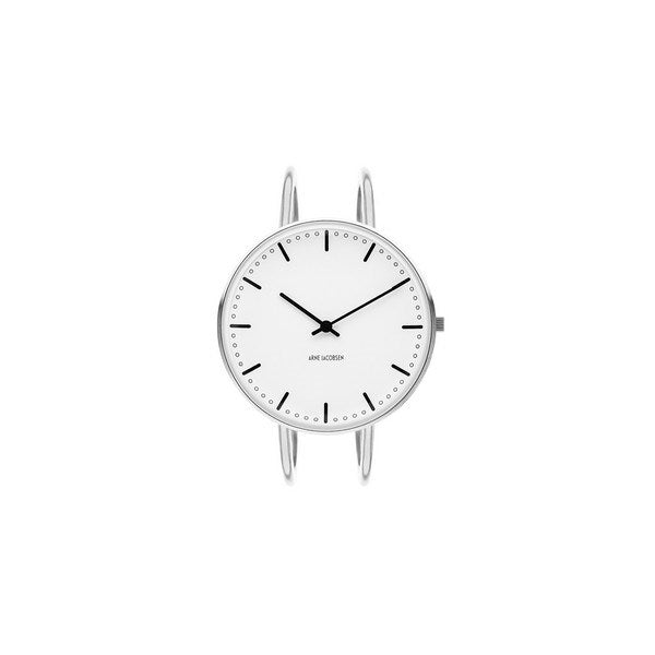Arne Jacobsen - City Hall Ur Bangle m. hvid urskive og stål bangle Ø30