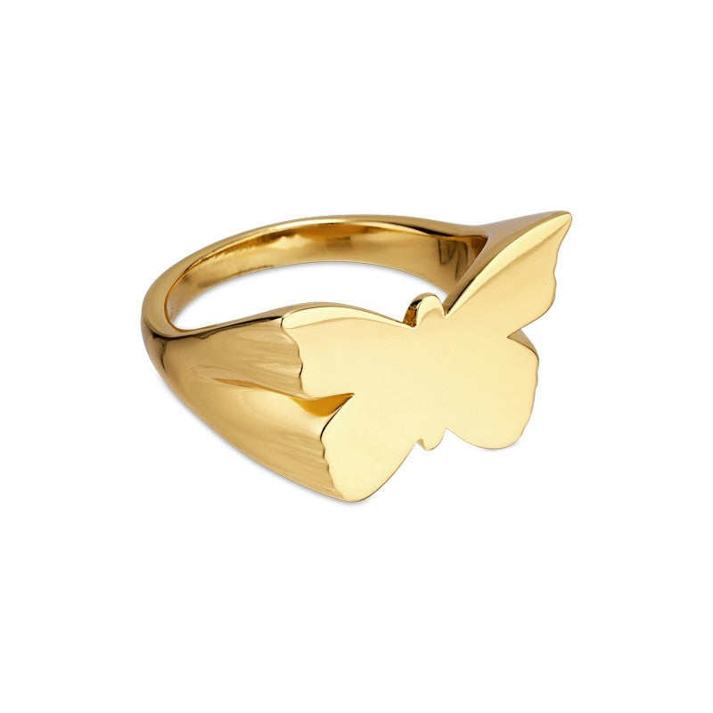 Butterfly Signet ring i forgyldt sølv BSR-HS23-G