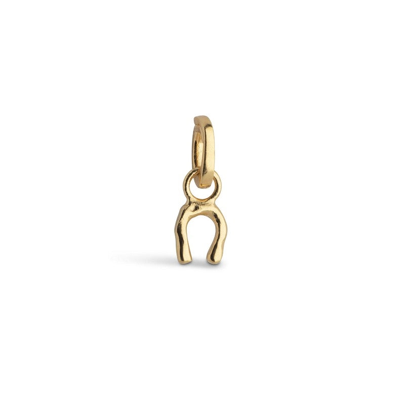 Enamel - Lucky hestesko charm i forgyldt sølv