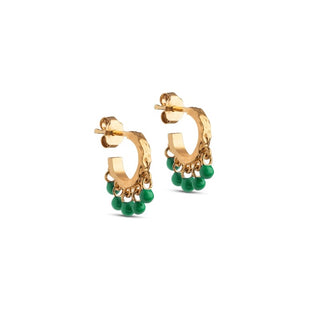 Enamel Copenhagen Astrid Hoops creoler i forgyldt sølv med grønne emaljeperler