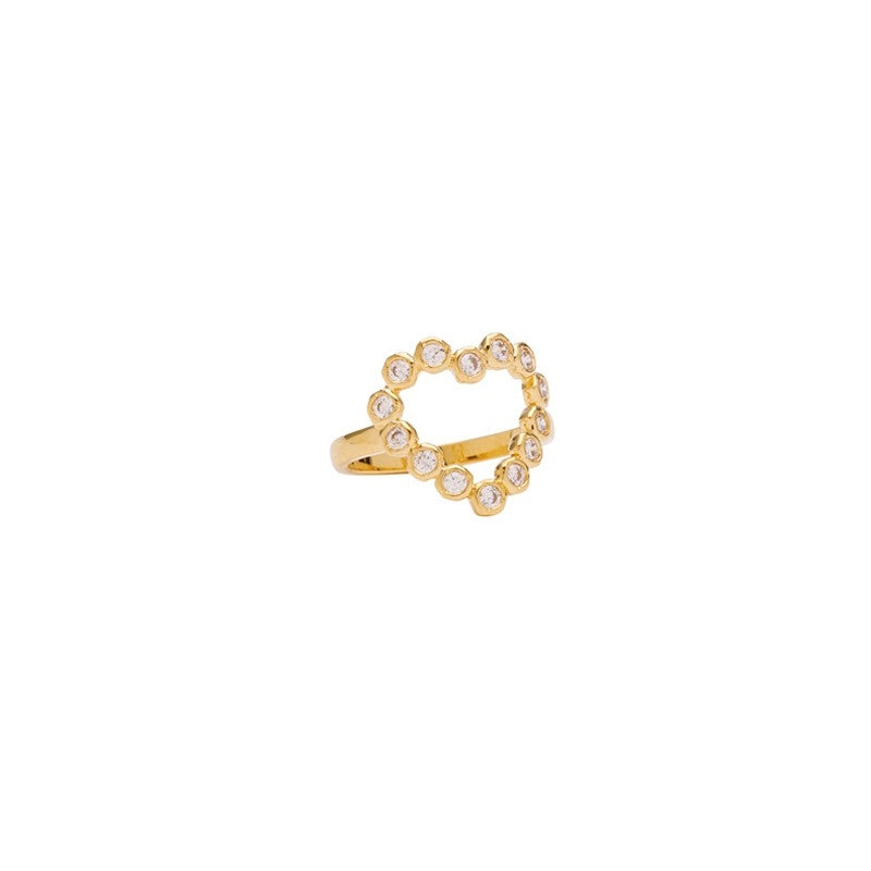Elva Heart Crystal ringen fra Pico Copenhagen i forgyldt messing 1