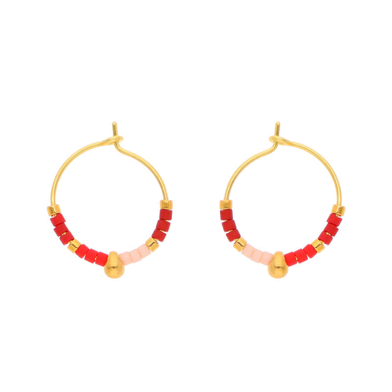 Nuni Heidi Red hoops i forgyldt sølv