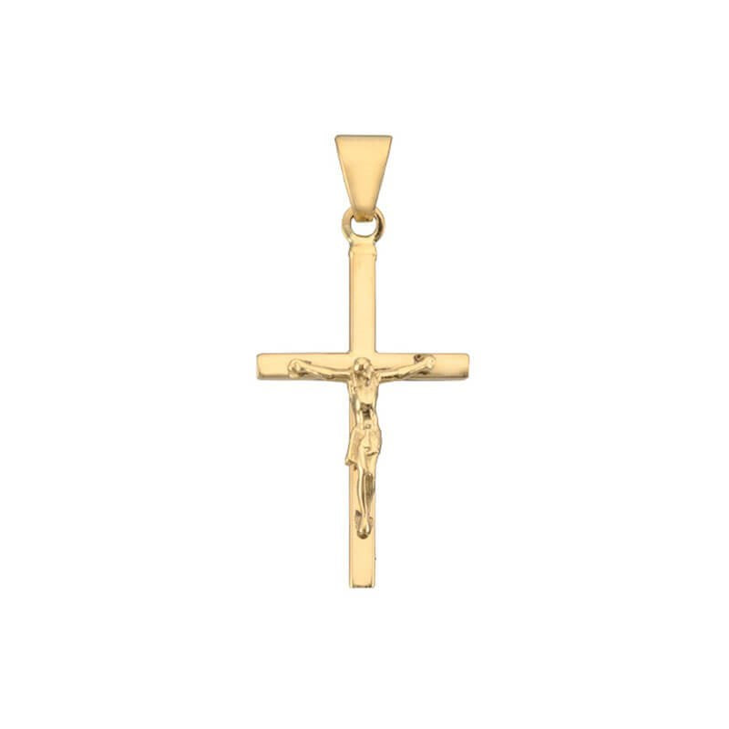 Stolpe kors vedhæng med Jesus 8-14 kt guld.