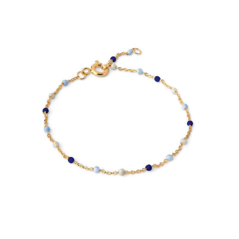 Enamel Lola Marine armbånd i forgyldt messing med blå emaljeperler