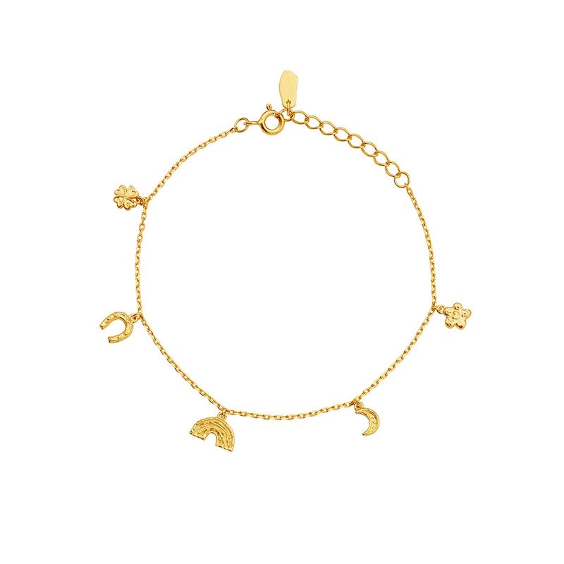 Maanesten Lucky Charm armbånd i forgyldt sølv med charms