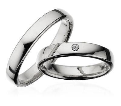 Vielsesringe - Blank sølv i 4 mm (med eller uden brillant)