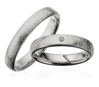 Vielsesringe - Hvidguld 14 kt. frostet i 4 mm (med eller uden brillant)