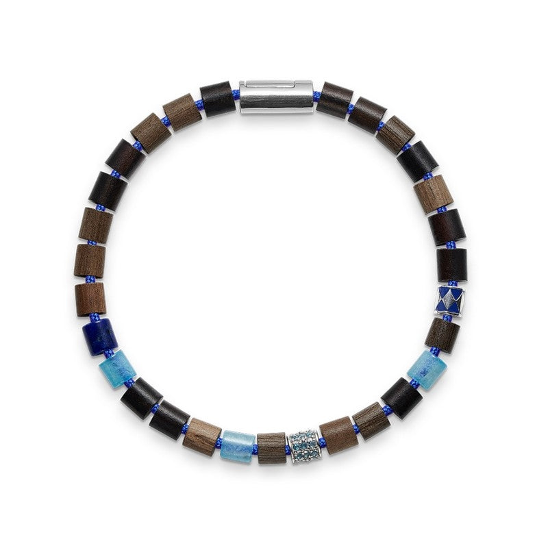 Black Sun - MAKUA BEACH Blue i blå nylon og perler m. sølvlås
