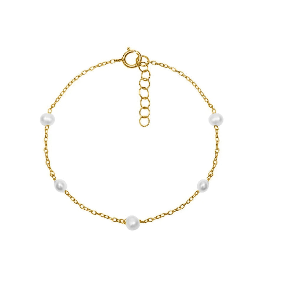 MerlePerle Agnes armbånd forgyldt sølv m perler MPB-10141G