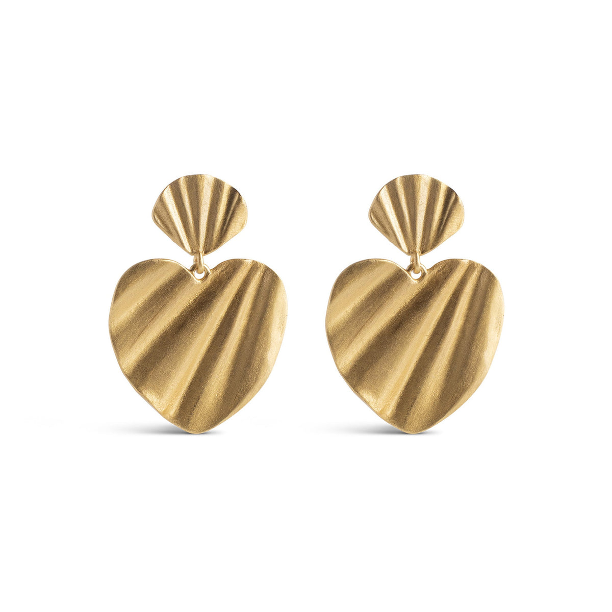 Enamel Wave Heart øreringe i forgyldt messing