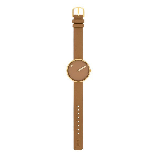 Picto - Brun skive med cappuccino læder | 34002-4814G