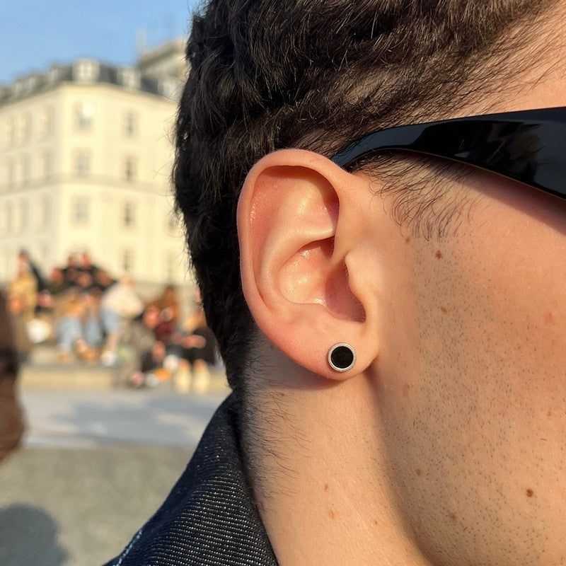 Rico's Herreørering i stål med sort onyx - RC009S 3