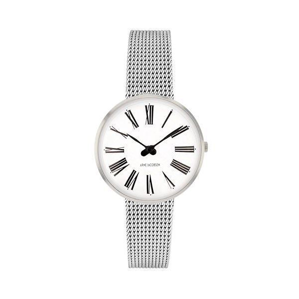 Arne Jacobsen ur - Roman - Ø30 mm - Stål & Stål meshlænke