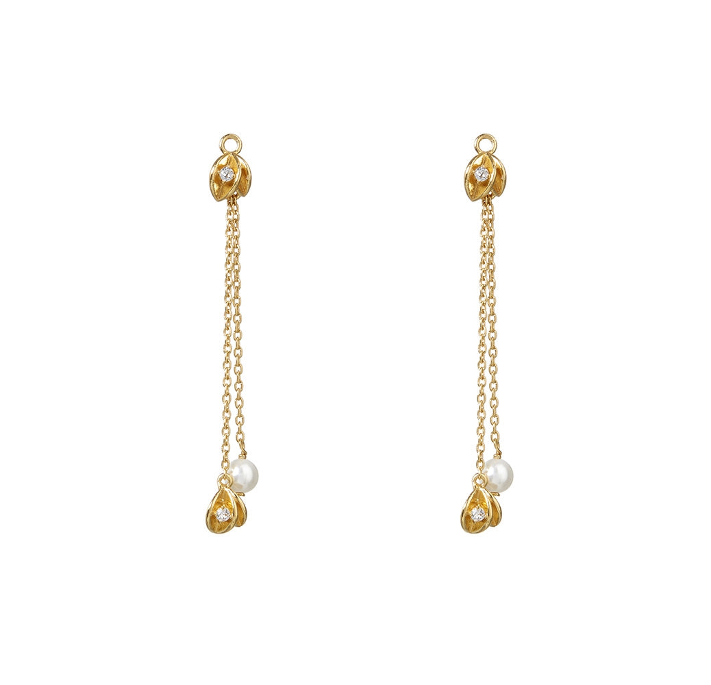 Spinning jewelry Hanging Leaf øreringe i forgyldt 9017