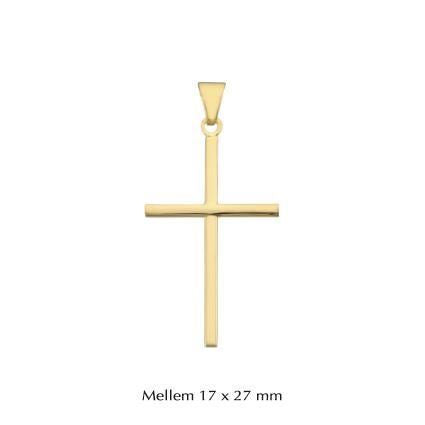Stolpe Kors vedhæng i 8-14 kt guld. 17 x 27 mm Medium