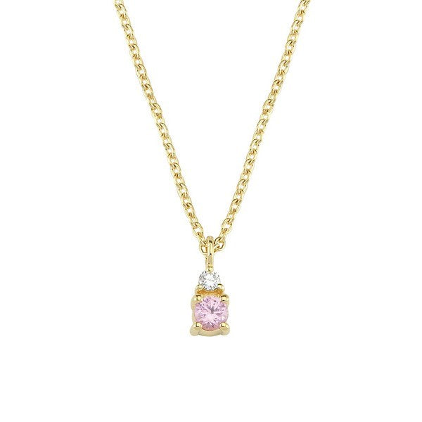 Petit rund - Pink safir halskæde i 14 kt. guld | V1110