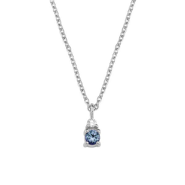 Petit rund - Safir halskæde i 14 kt. hvidguld - V1110