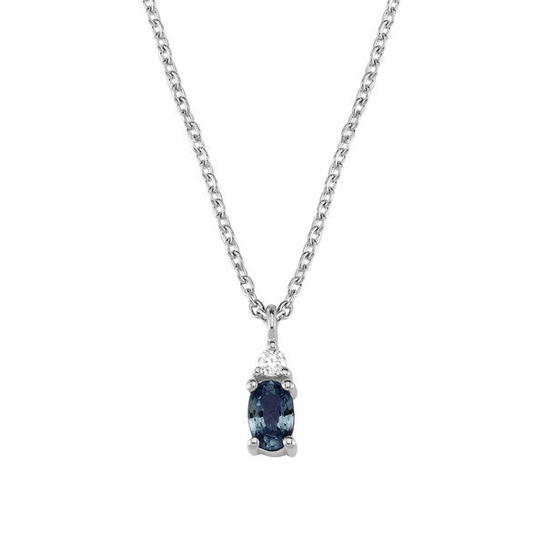 Petit oval - Safir halskæde i 14 kt. hvidguld | V1111