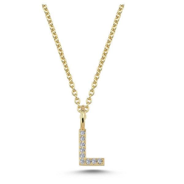 Bogstav vedhæng i 14 kt guld med i alt 0,025 - 0,115ct - 6,5 mm