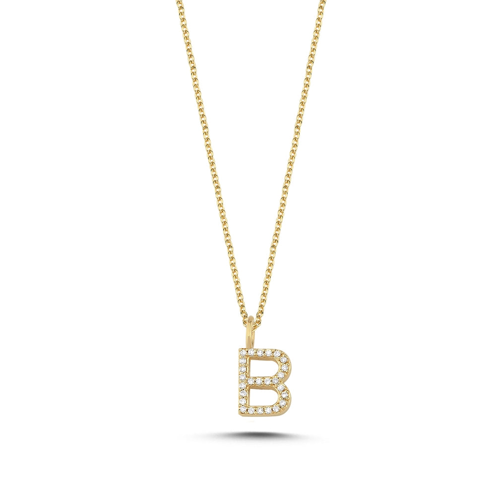 Bogstav vedhæng i 14 kt guld m i alt 0,035 - 0,115ct - 9,5 mm