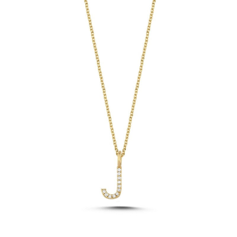 Bogstav vedhæng i 14 kt guld m i alt 0,035 - 0,115ct - 9,5 mm