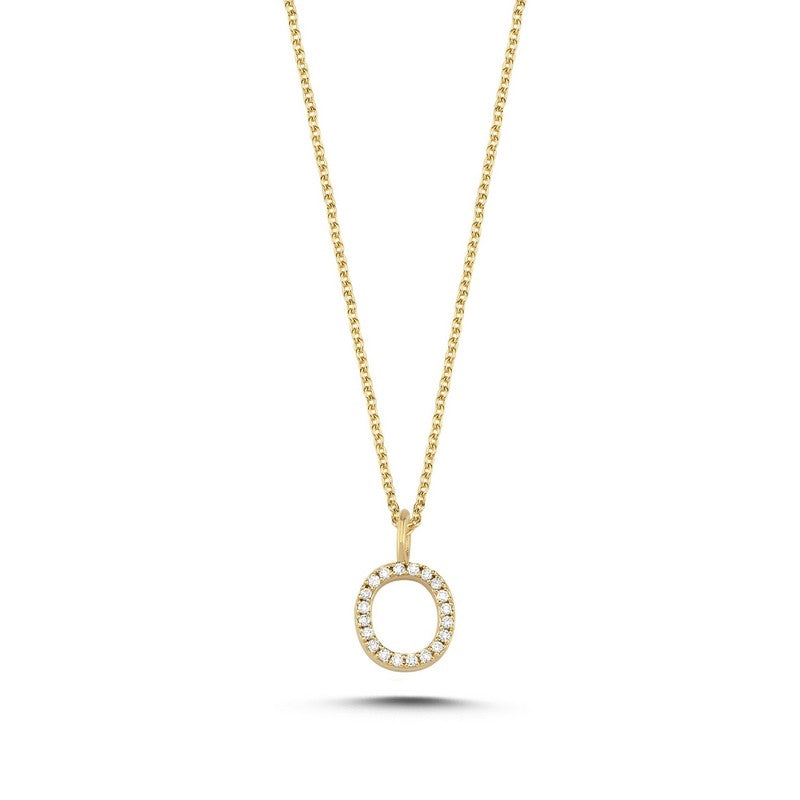 Bogstav vedhæng i 14 kt guld m i alt 0,035 - 0,115ct - 9,5 mm