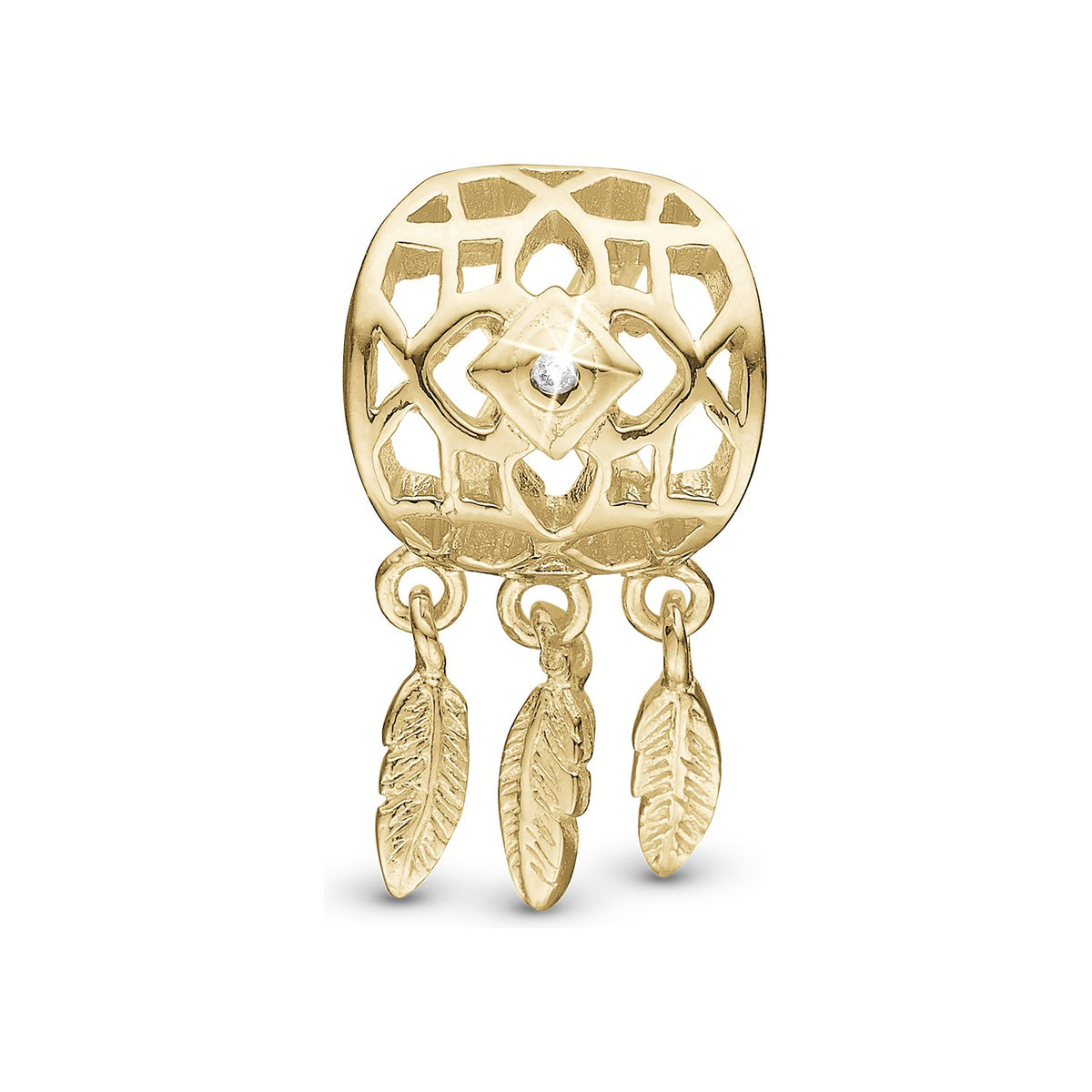 Christina Dream Catcher charm i forgyldt sølv med topas til læderarmbånd