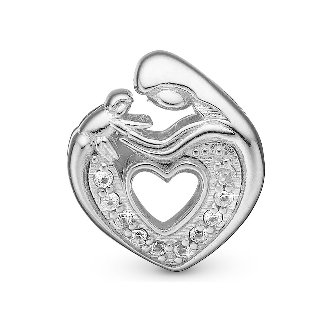 Christina Mother & Child Heart charm i sølv med topas til sølvarmbånd