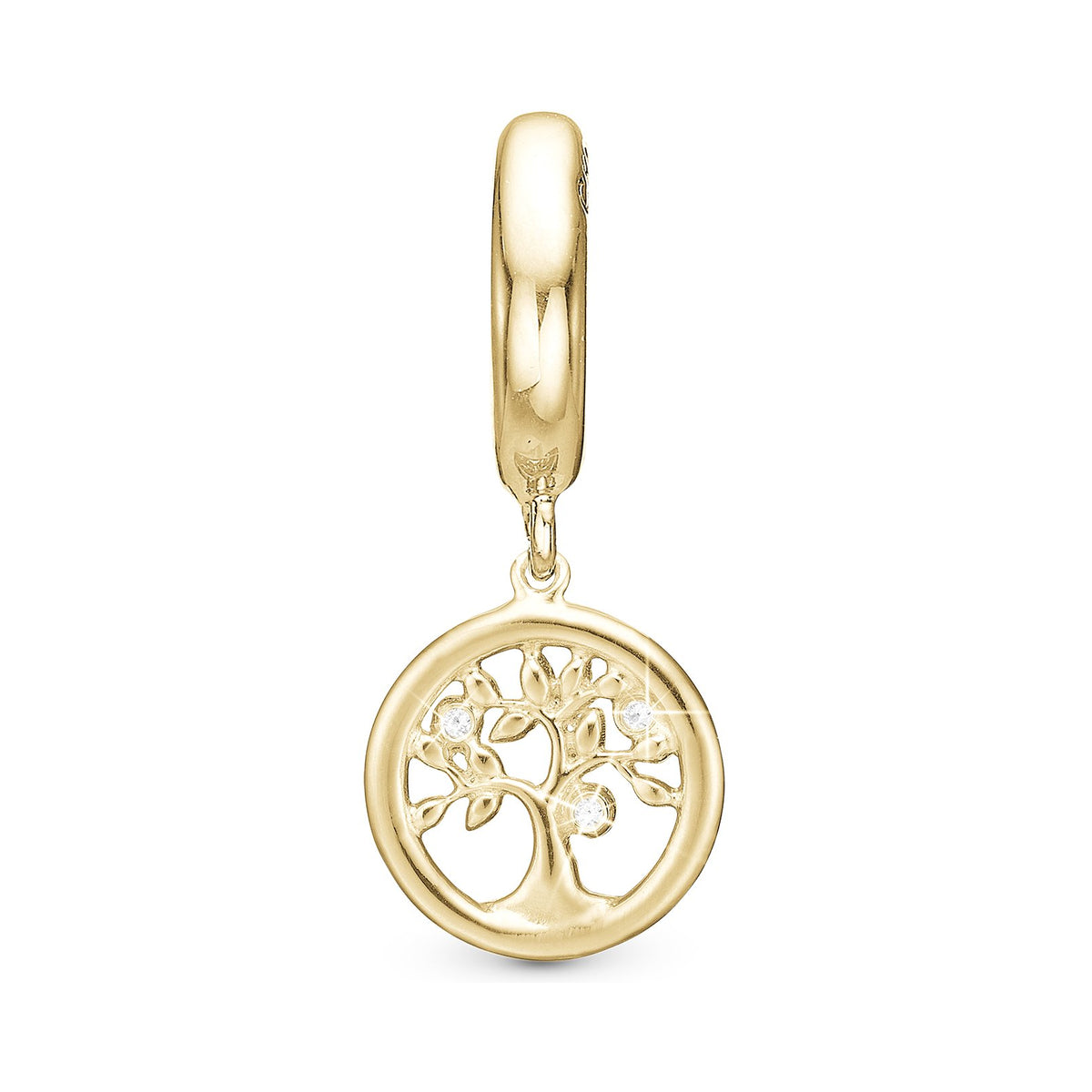 Christina Tree of Life charm i forgyldt sølv med zirkonia til læderarmbånd