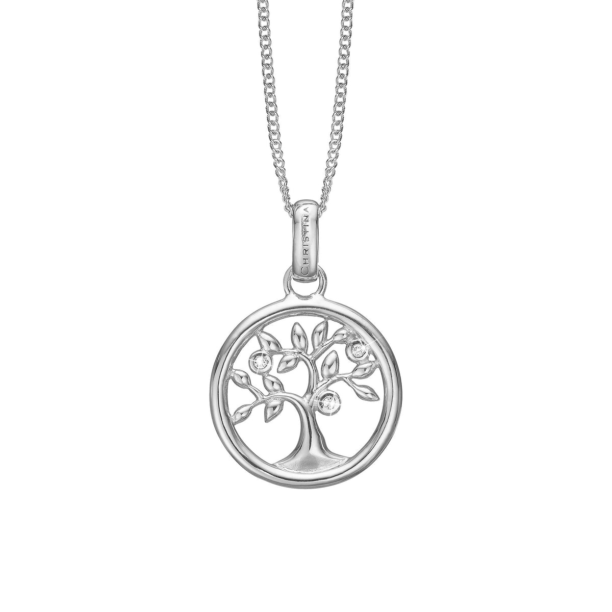 Christina Jewelry & Watches Tree of Life vedhæng i sterlingsølv med tre hvide topaser
