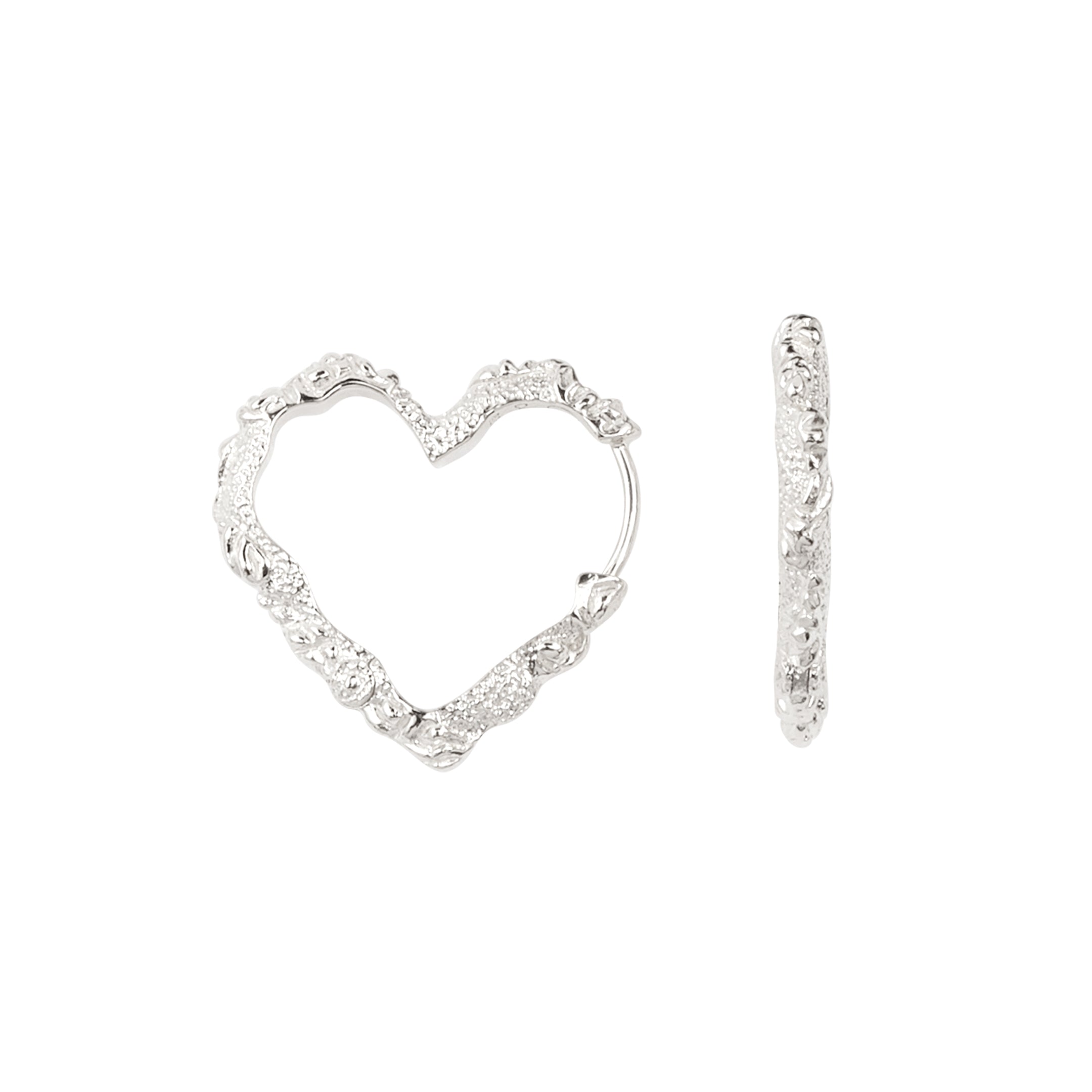 Camille Brinch Heart Crush Hoops i sølv