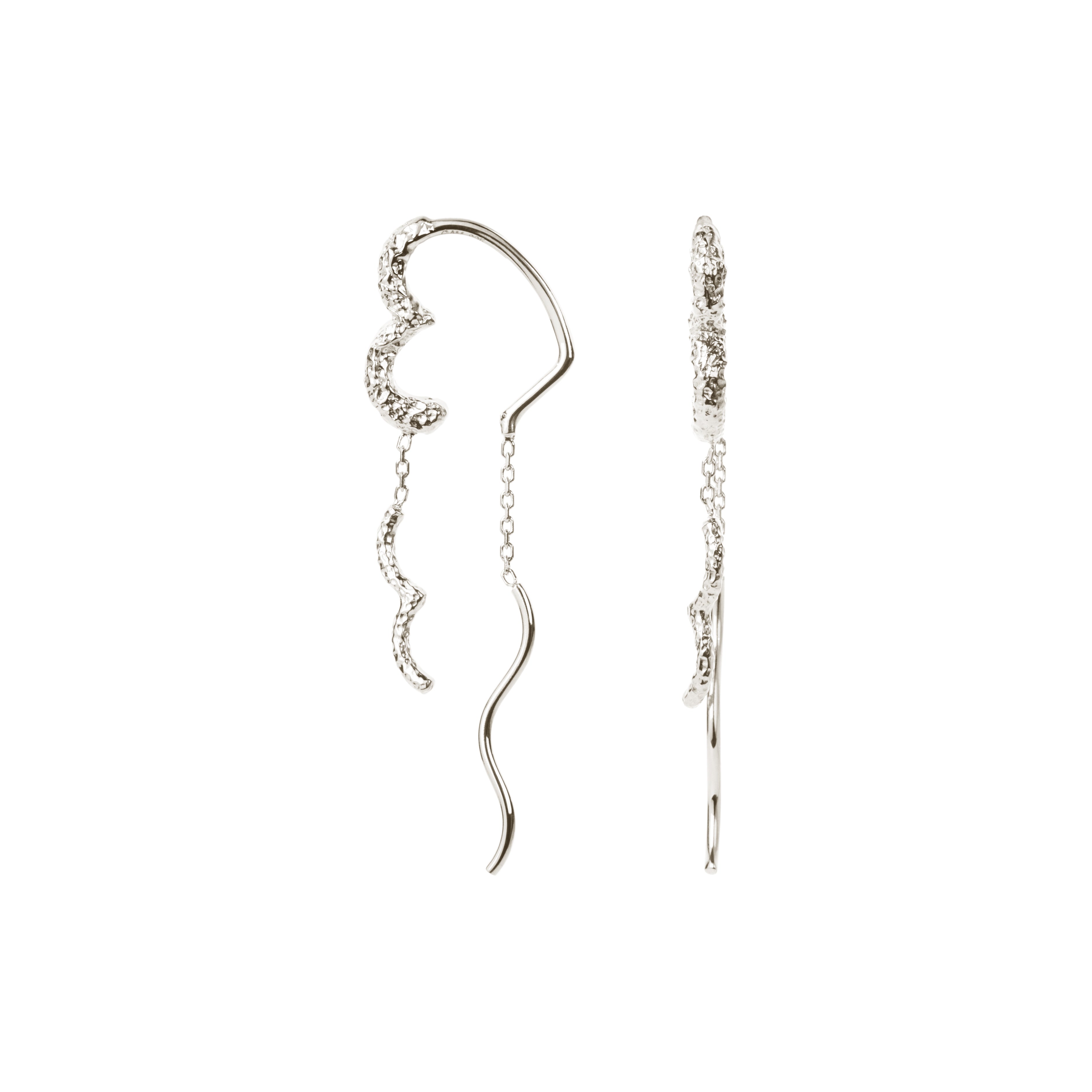 Camille Brinch Wavy Sparkly Heart Earlines i sølv