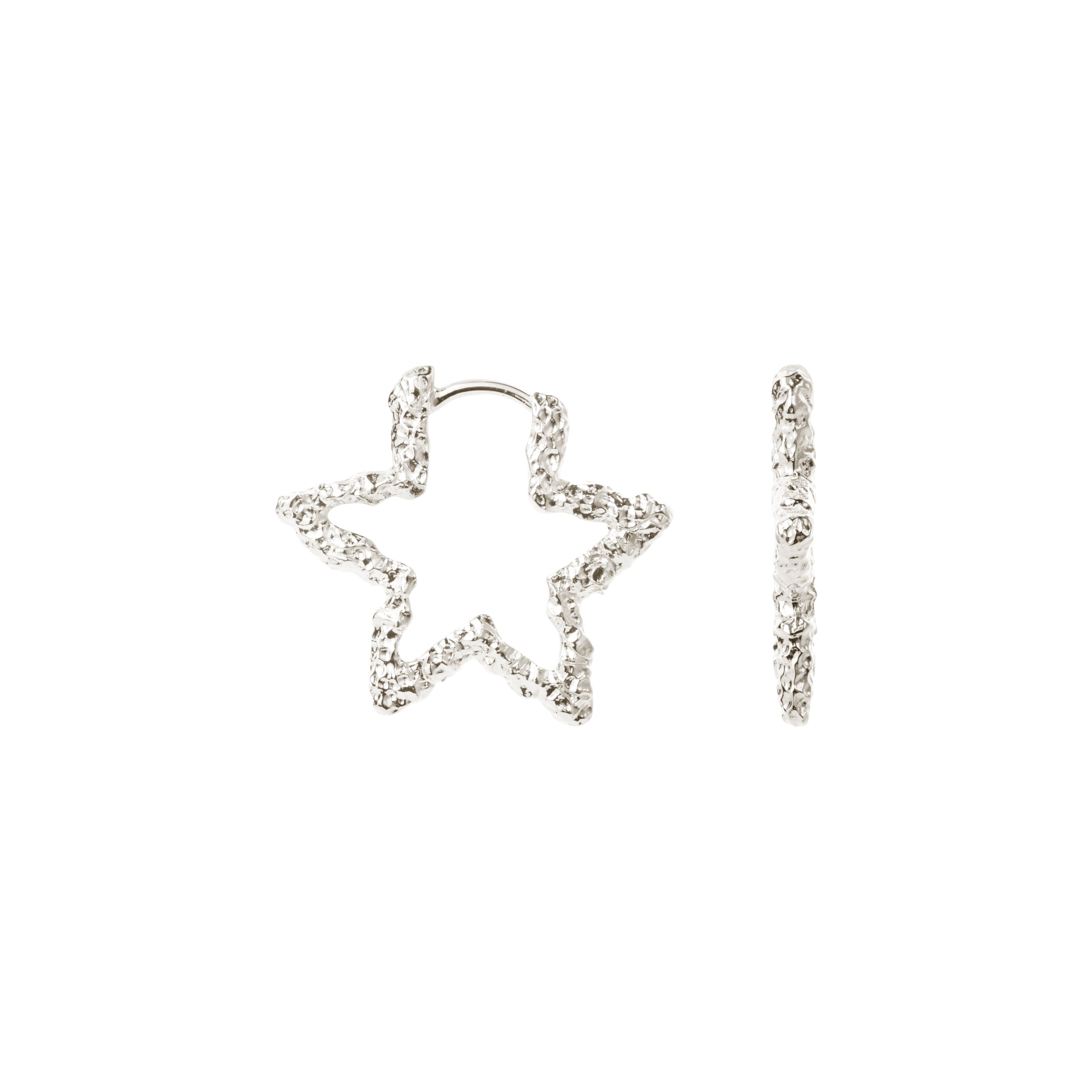 Camille Brinch Star Sparkly Hoops i sølv