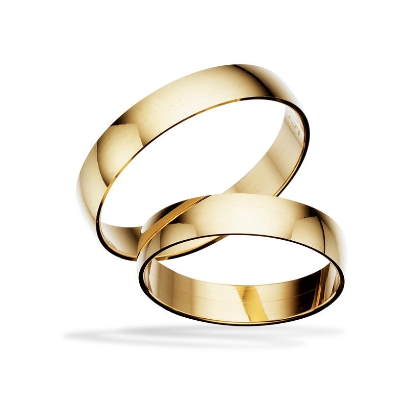 Klassiske Scrouples vielsesringe i guld med blank overflade – 4 mm brede