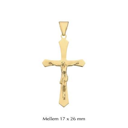 Kors vedhæng m. Jesus i 8-14 kt. guld. 17 x 26 mm (Medium)