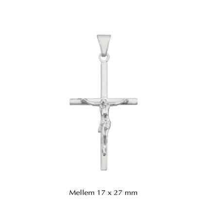 Stolpe kors vedhæng med jesus - medium - sølv vedhæng